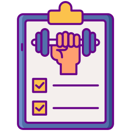 a list icon that has a dumbell drawing on it