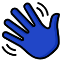 Blue hand waving