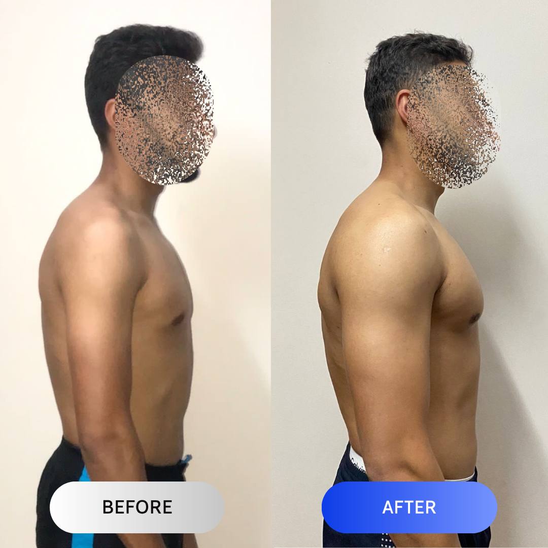 Client body transformation before and after results with coach fathi