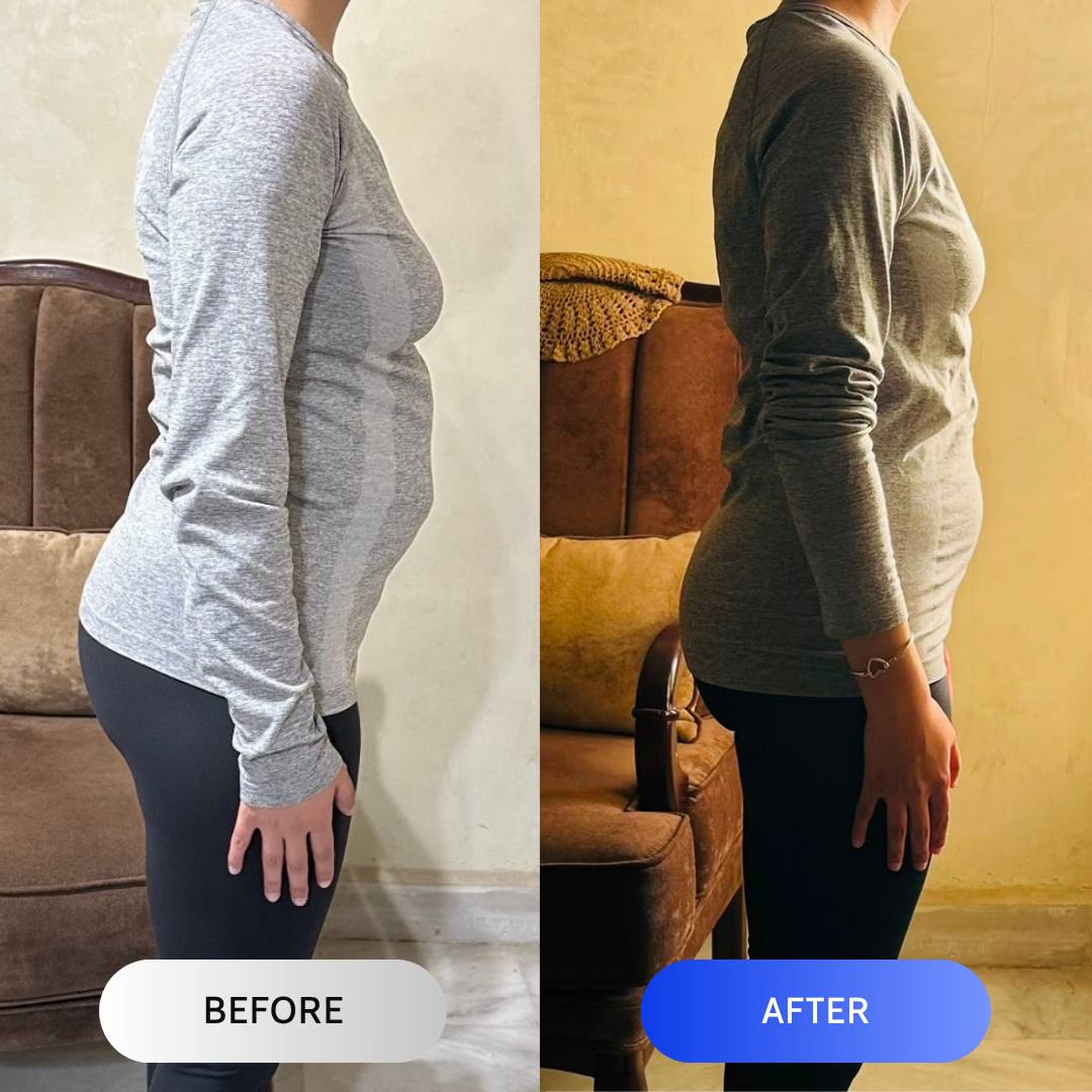 Client body transformation before and after results with coach fathi