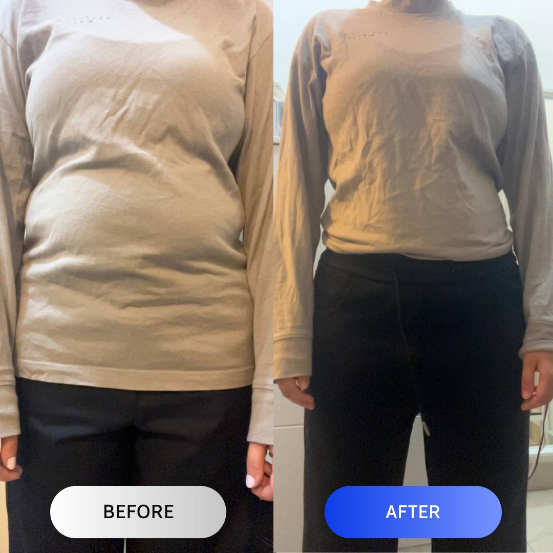 Client body transformation before and after results with coach fathi