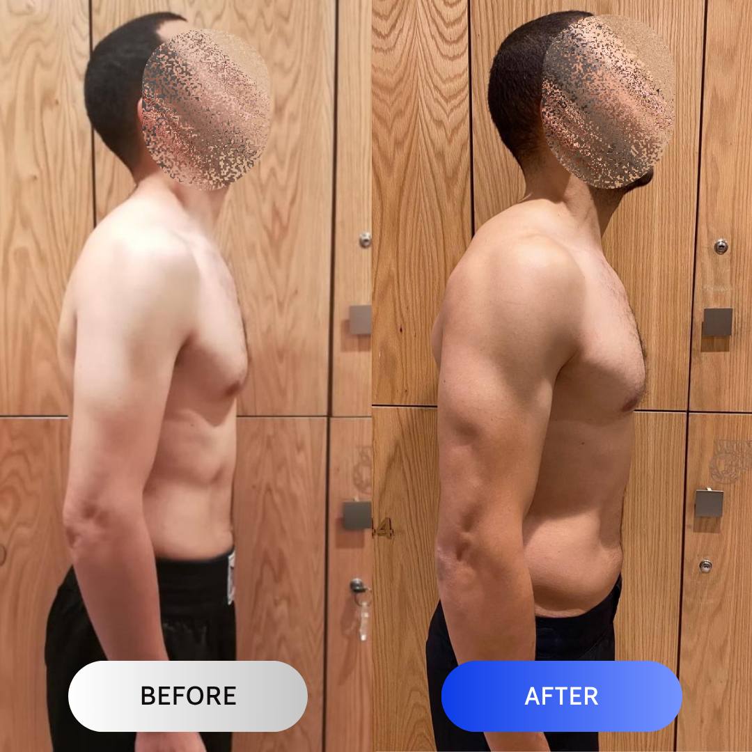 Client body transformation before and after results with coach fathi