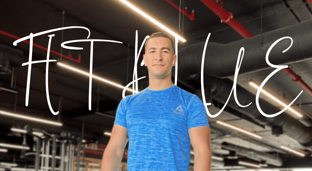 Thumbnail banner for the Fit Blue coaching program by coach fathi, an Arabic speaking online personal trainer